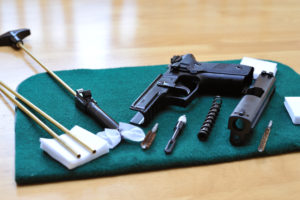 Pistol disassembled for cleaning
